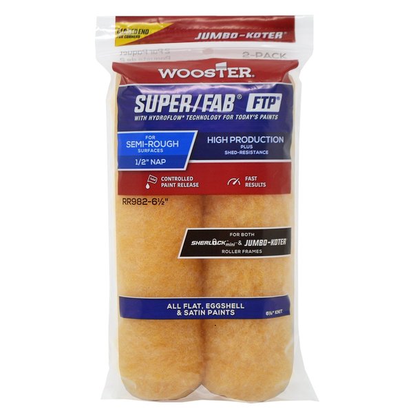 Wooster Wooster SUPER/FAB Knit 6.5 in. W X 1/2 in. Jumbo-Koter Paint Roller Cover , 2PK RR982-6 1/2